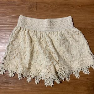 Cream Lace Shorts
